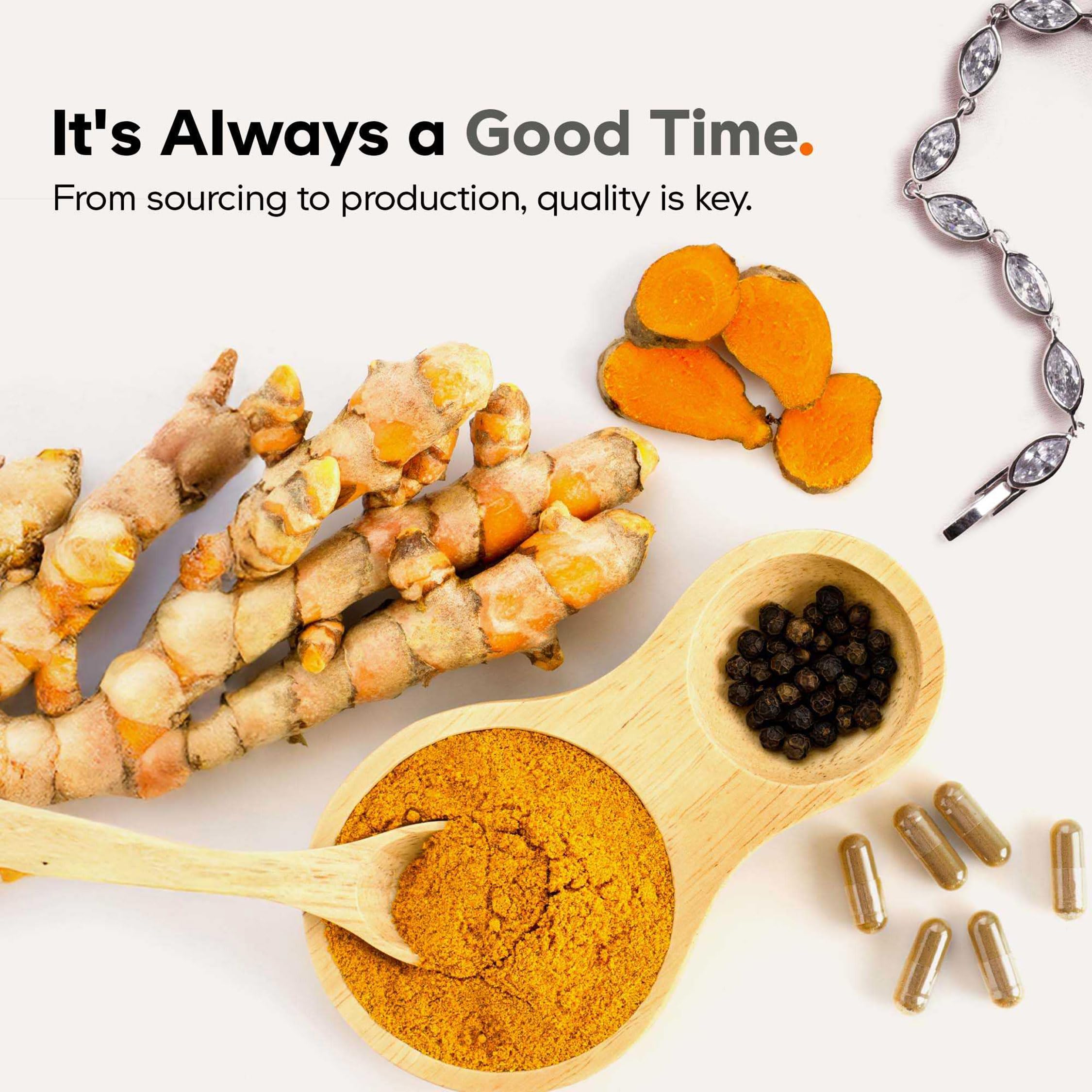 Codeage Organic Turmeric capsules on kitchen counter for daily use.