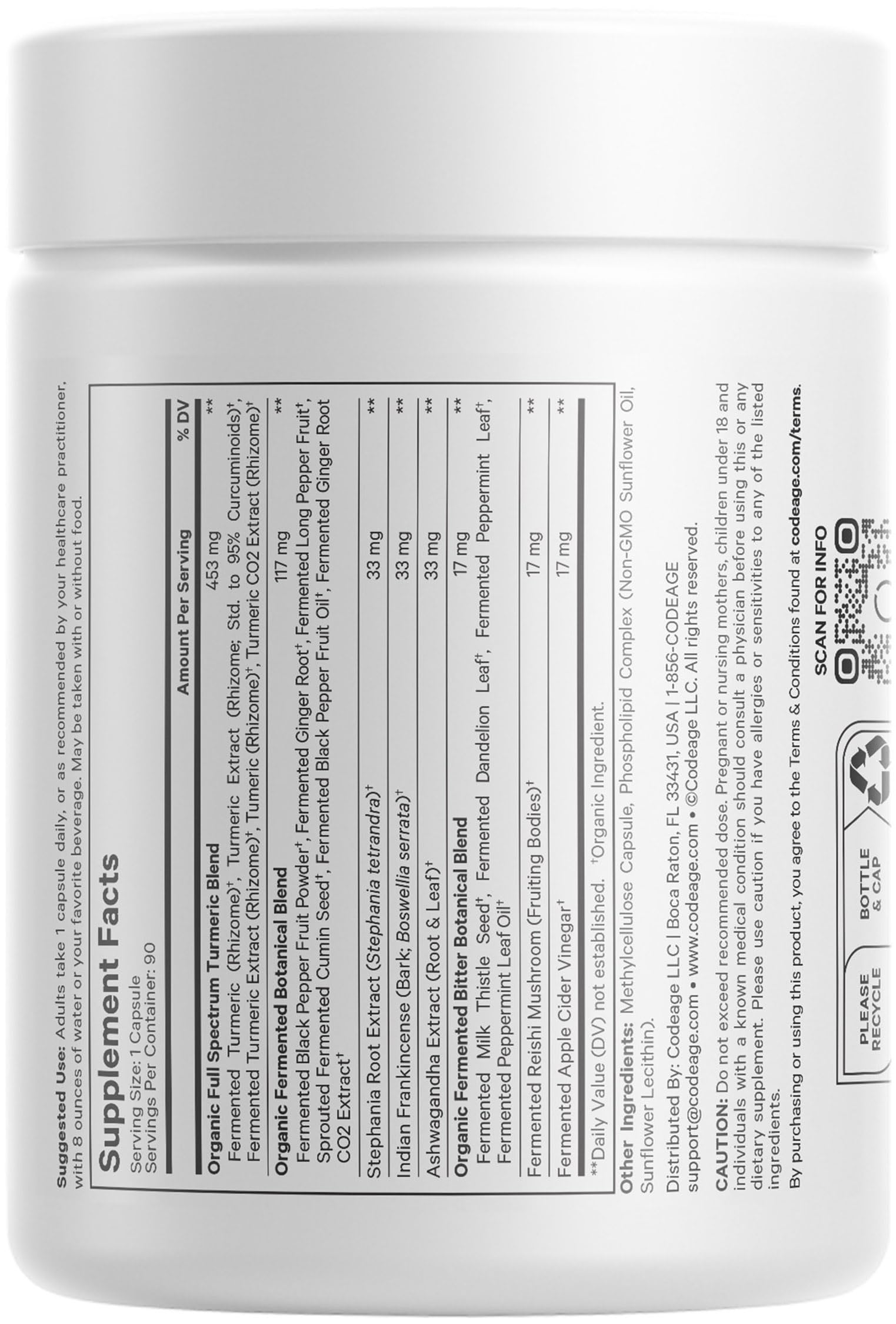 Codeage Organic Turmeric vegan USA-made seal confirms manufacturing standards.