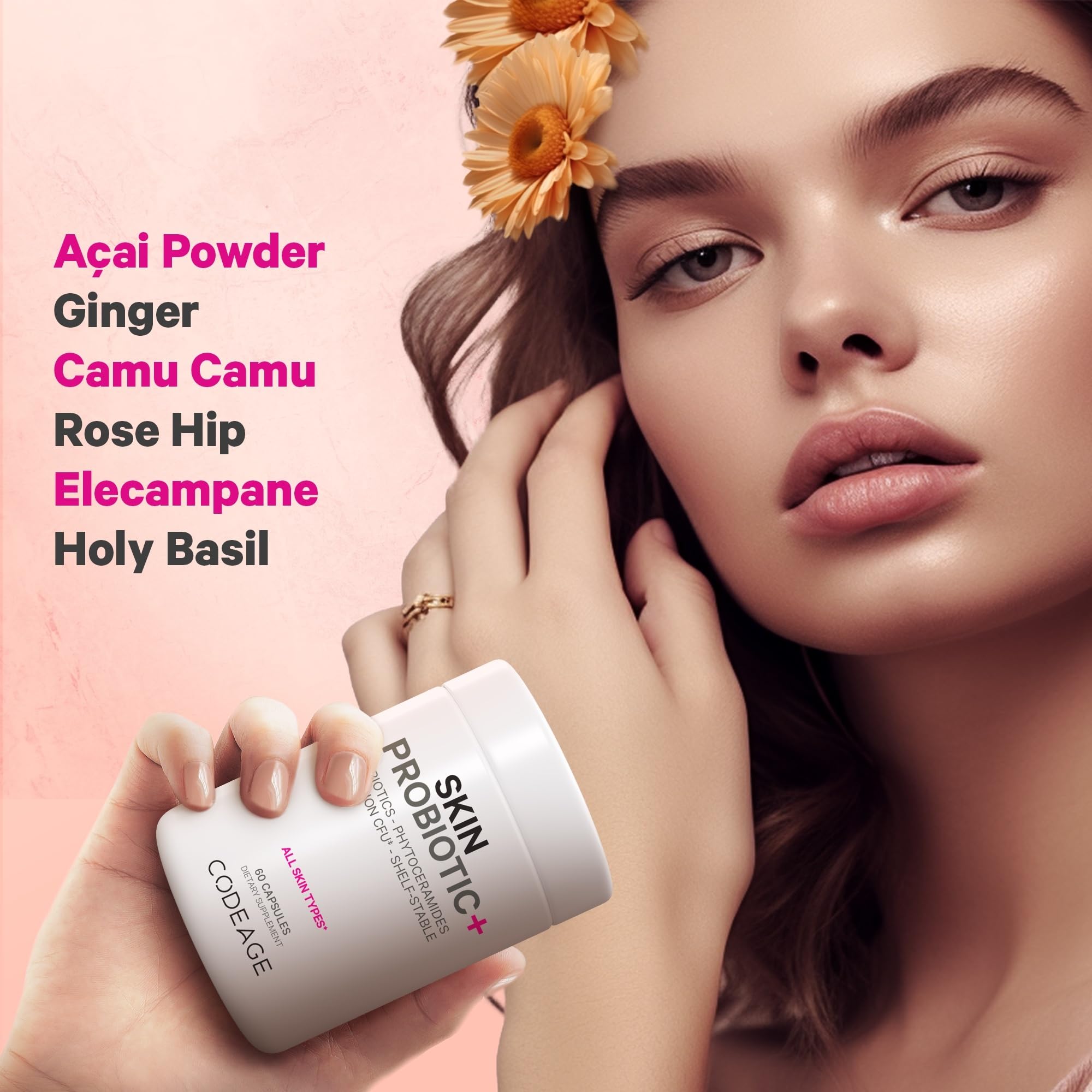 Ayurvedic herbs blend with açai and rose hip in Codeage.