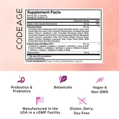 Closeup of Codeage Skin Probiotics capsules for convenient daily use.