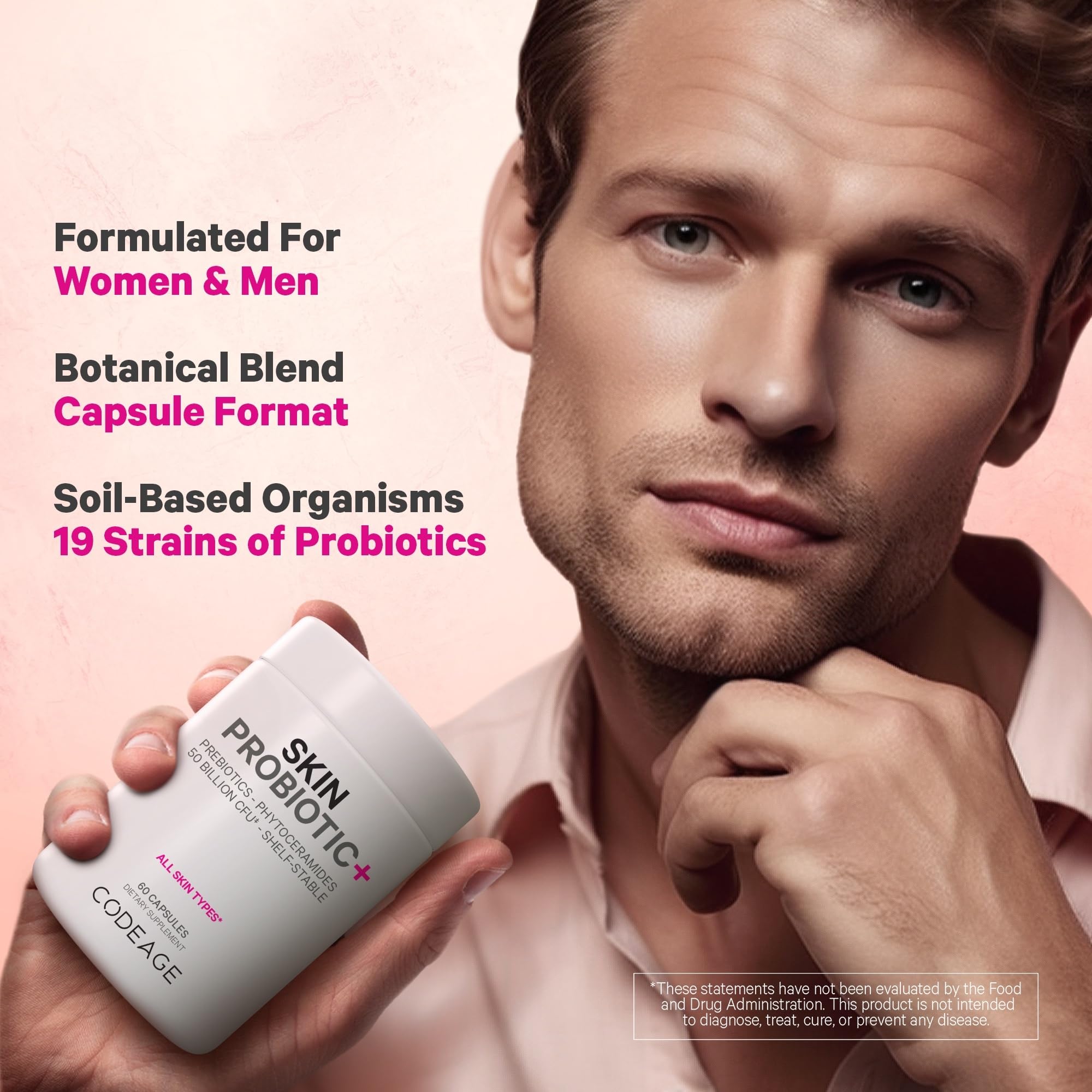 Vegan-friendly Codeage Skin Probiotics packaging.