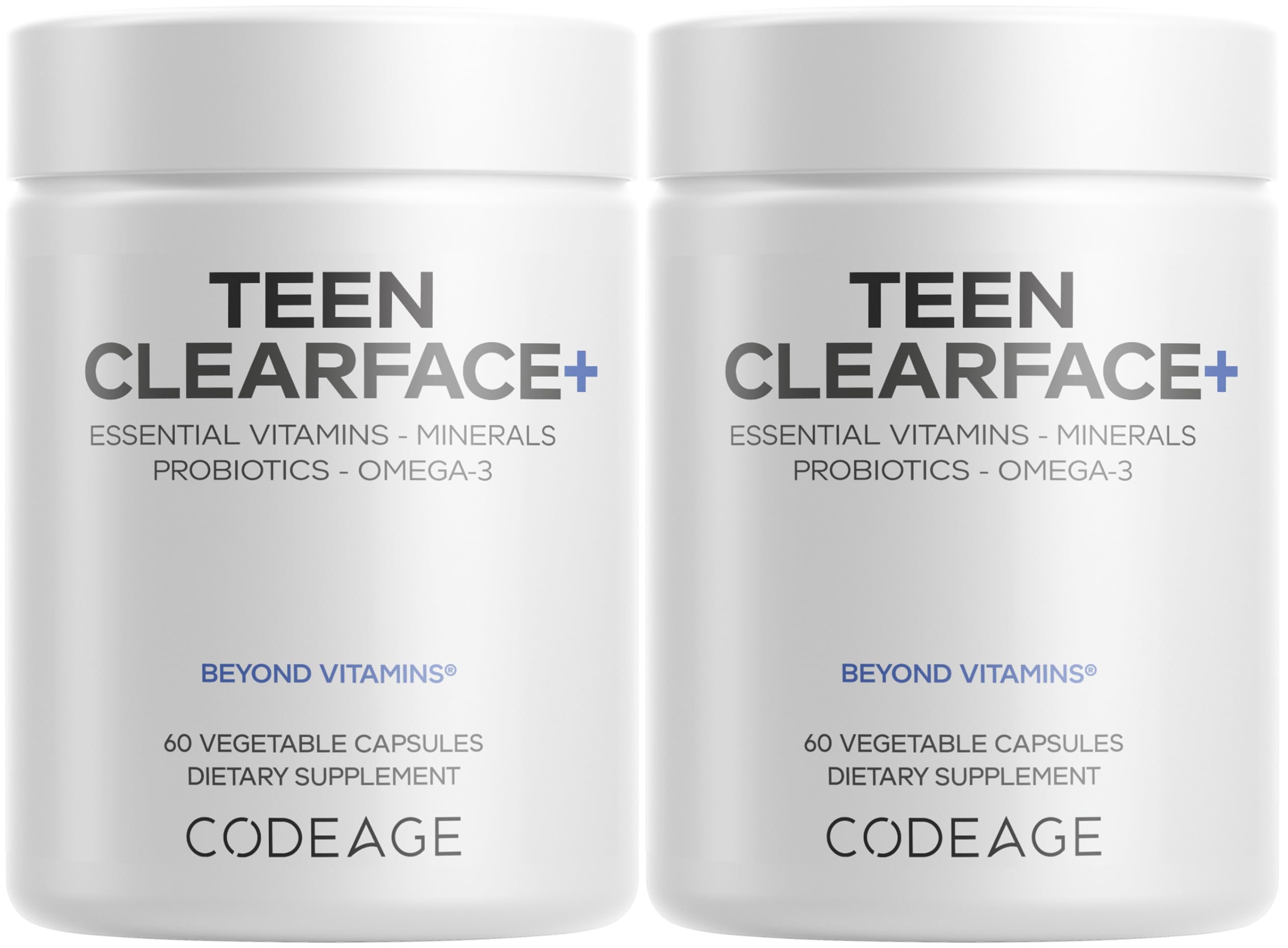 Codeage Teen Clearface bottle front indicating teen skin support