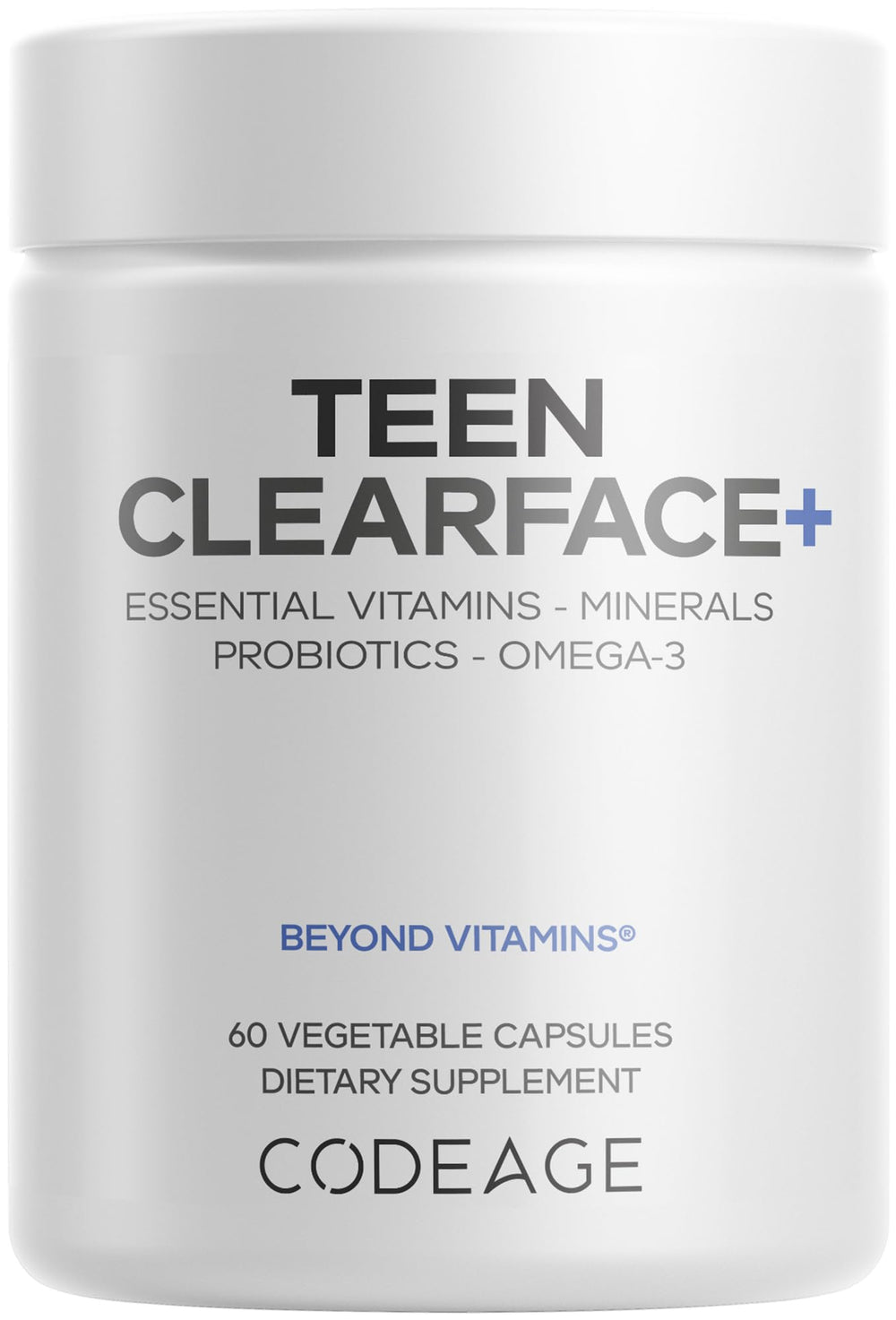 Codeage Teen Clearface bottle packaging for a simple teen skincare routine.