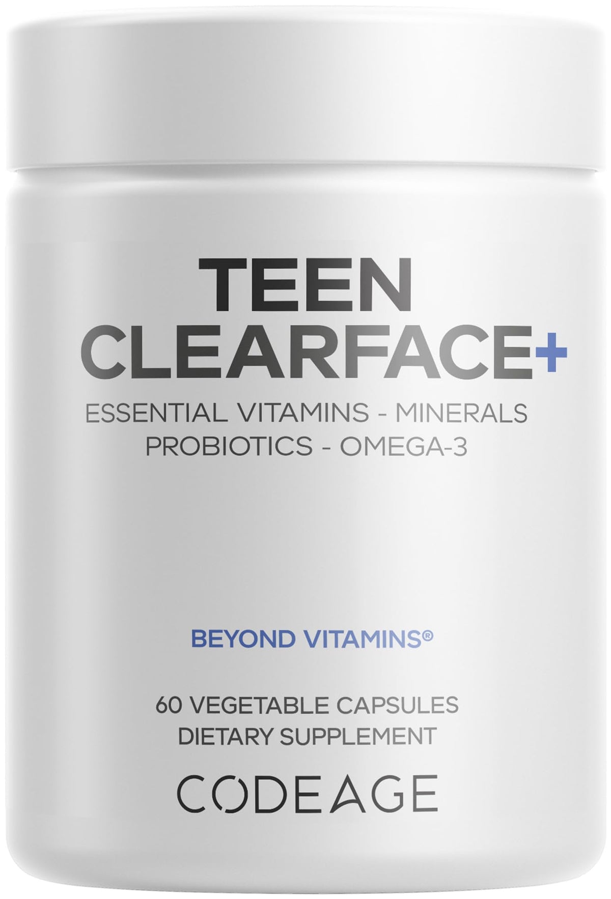 Codeage Teen Clearface bottle packaging for a simple teen skincare routine.