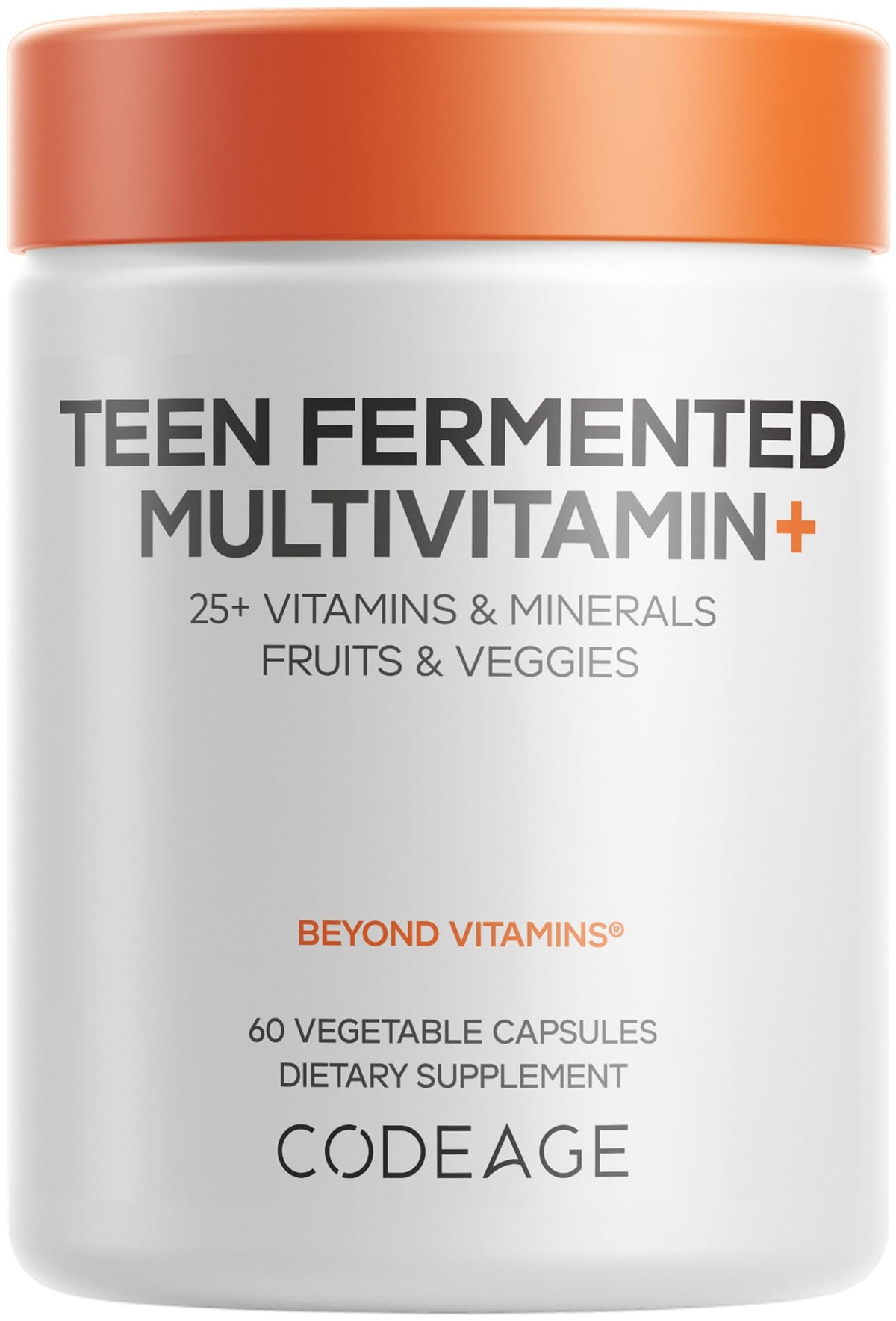 Codeage Teen Multivitamin bottle front showing 60 capsules for teen daily use.