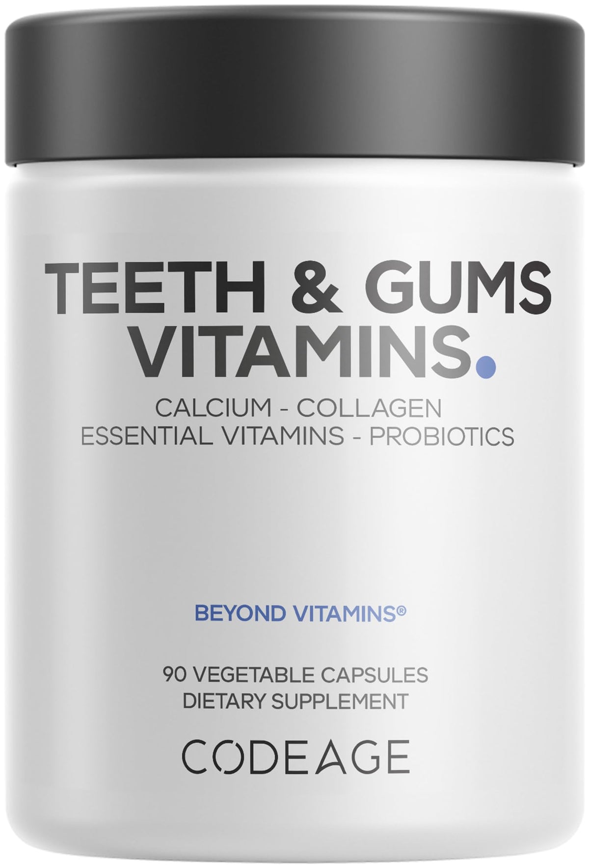 Codeage Teeth & Gums bottle front supports daily oral wellness.
