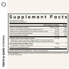 Codeage Teeth & Gums capsules closeup highlights core oral care nutrients.