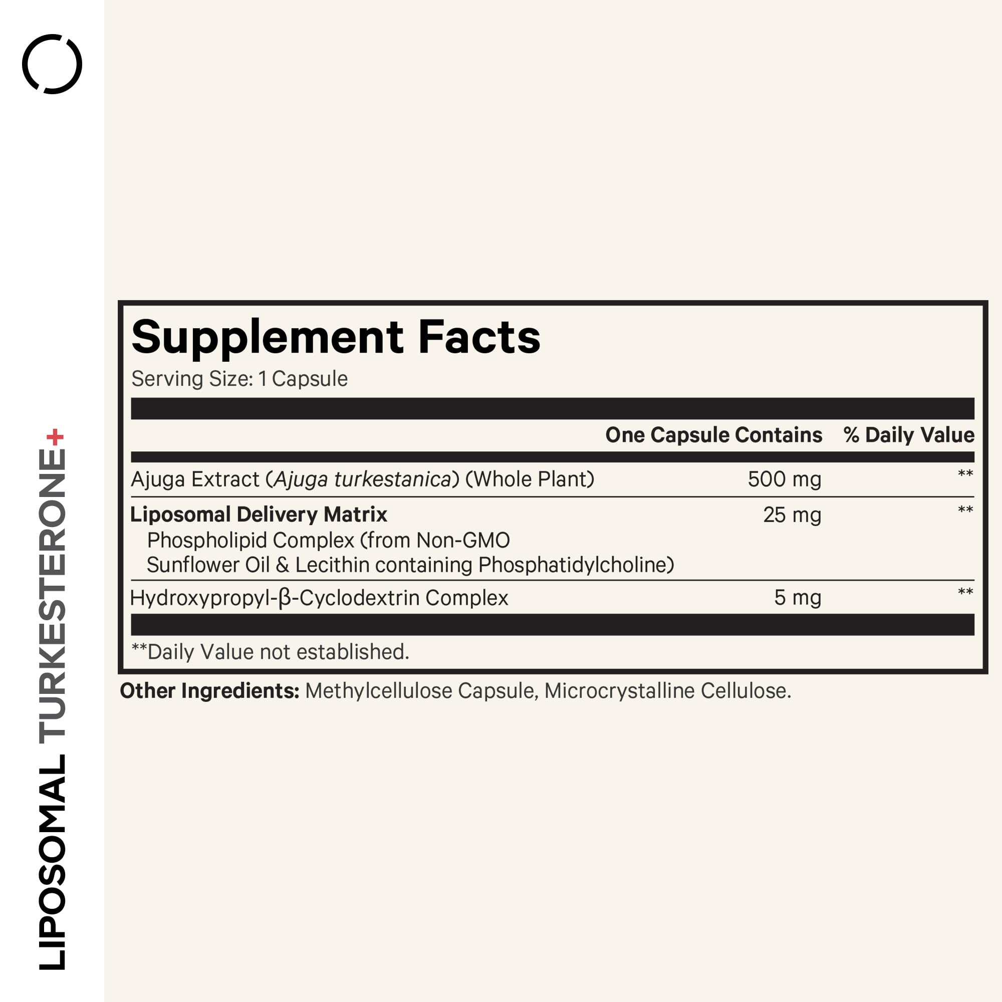 Codeage Turkesterone bottle back detailing ingredients and quality certifications