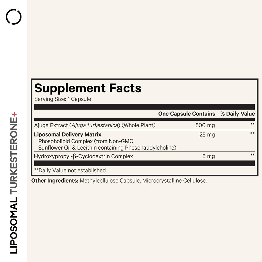 Codeage Turkesterone bottle back detailing ingredients and quality certifications