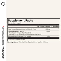 Codeage Turkesterone bottle back detailing ingredients and quality certifications