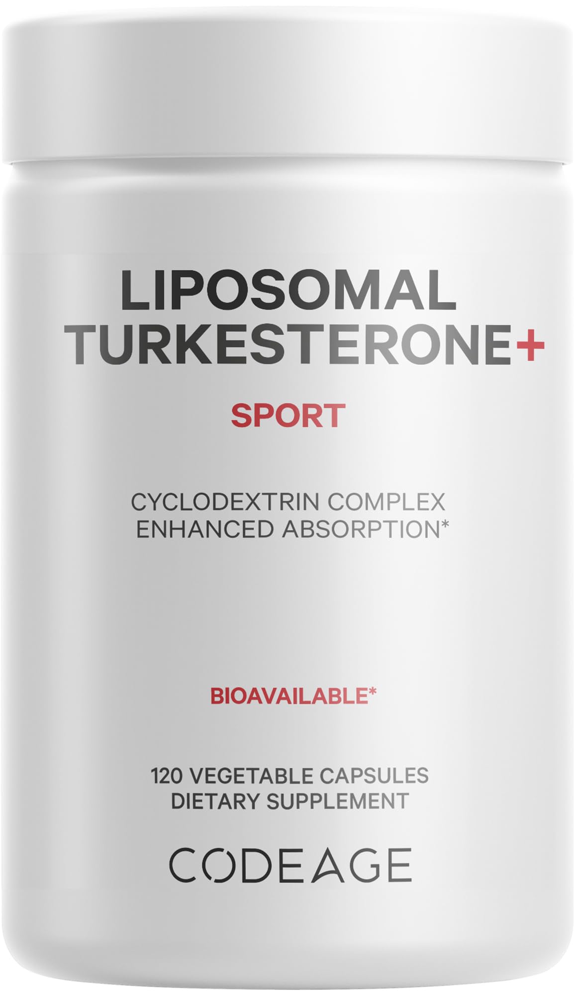 Codeage Turkesterone bottle front showing high-potency Ajuga turkestanica extract for workouts