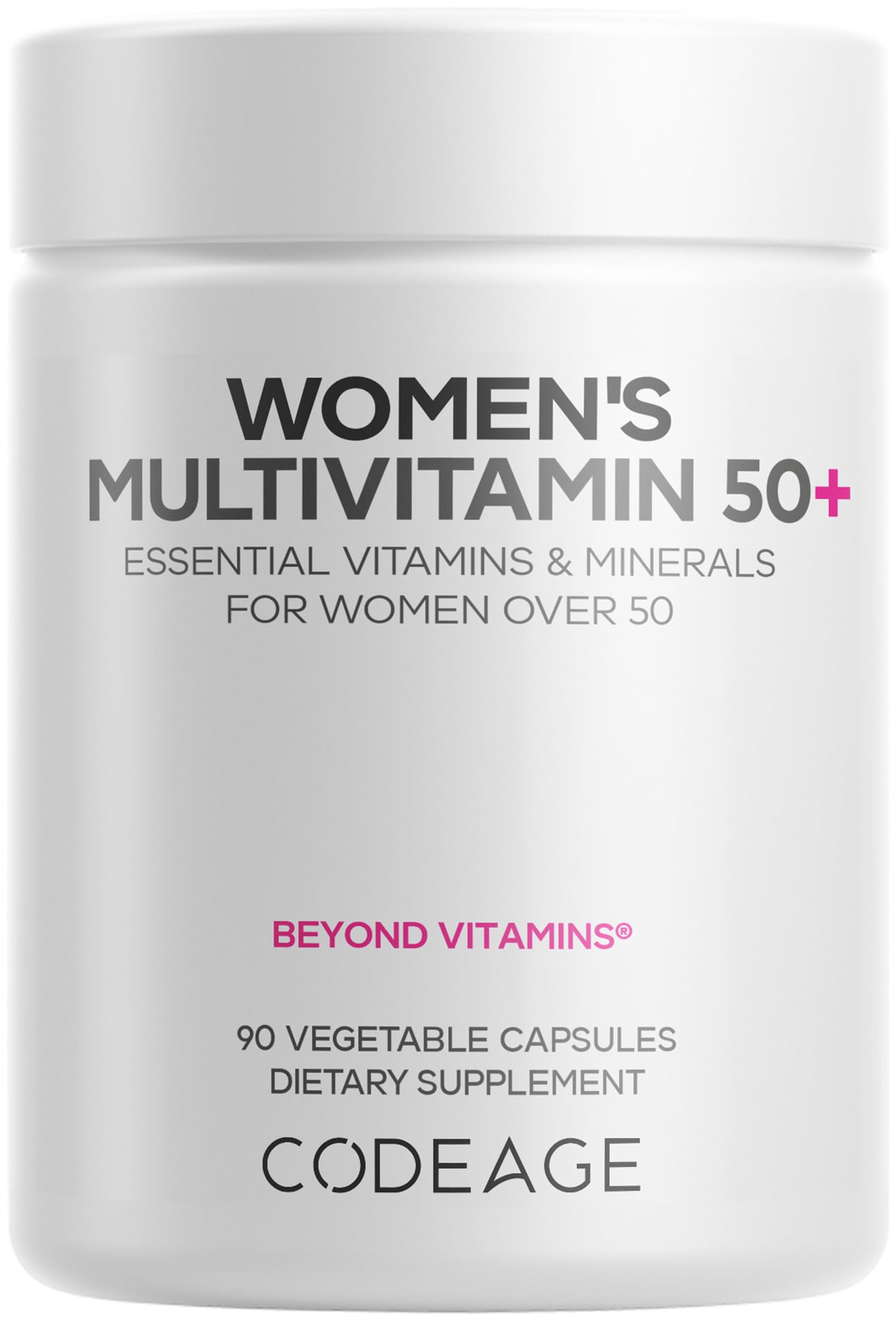 Codeage Women’s Multivitamin 50+ bottle with daily wellness essentials.