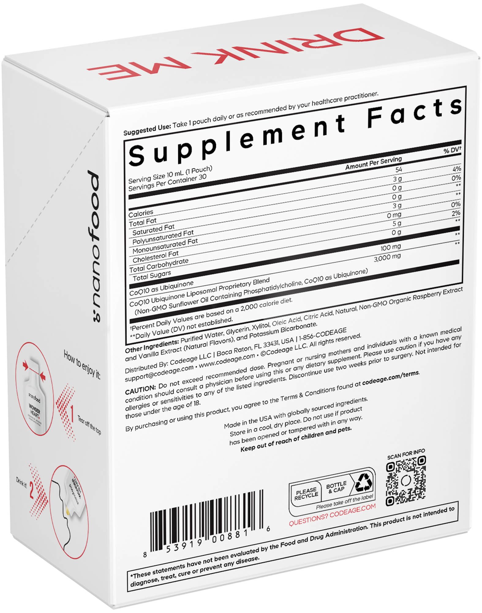 Codeage Wonder Heart dairy soy gluten free claim on packaging