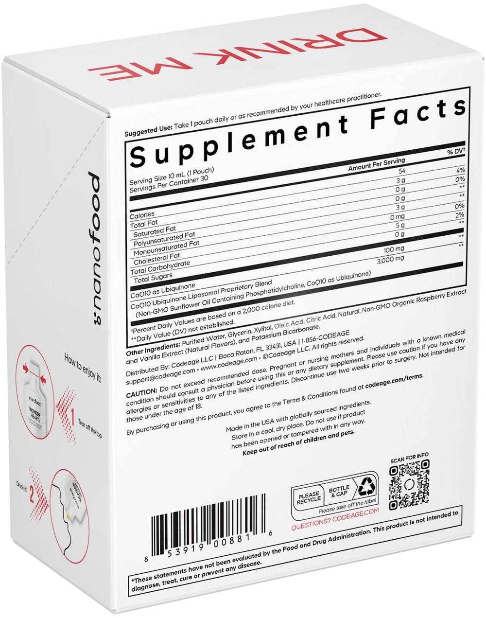Codeage Wonder Heart dairy soy gluten free claim on packaging
