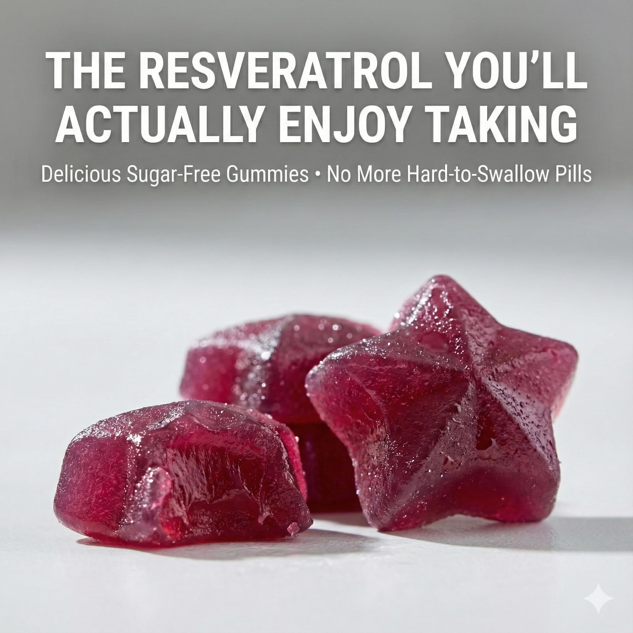 Close-up of CogniTune resveratrol gummies highlighting chewy texture and flavor.