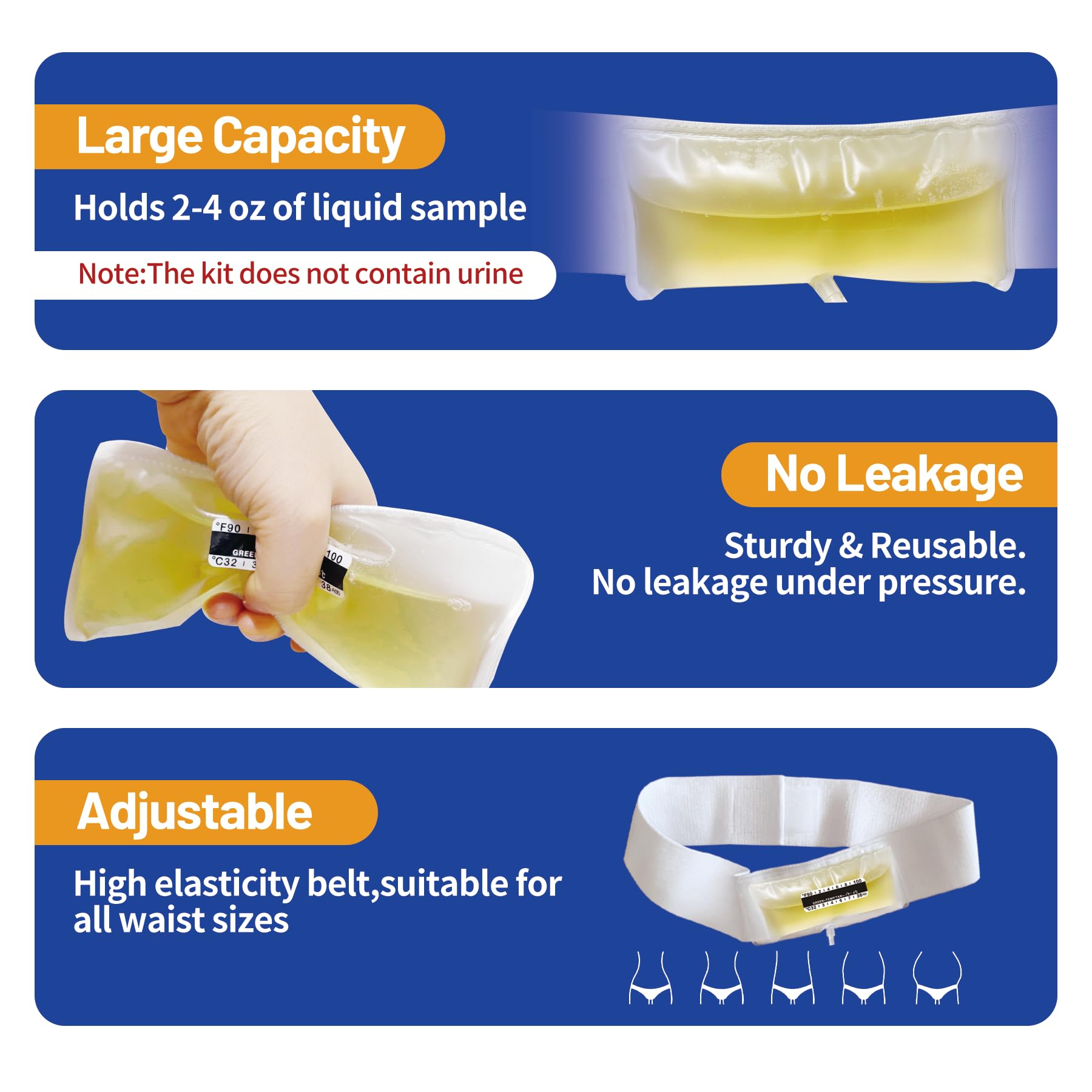 Coinore clear plastic urine pouch ensures visibility and durability during use