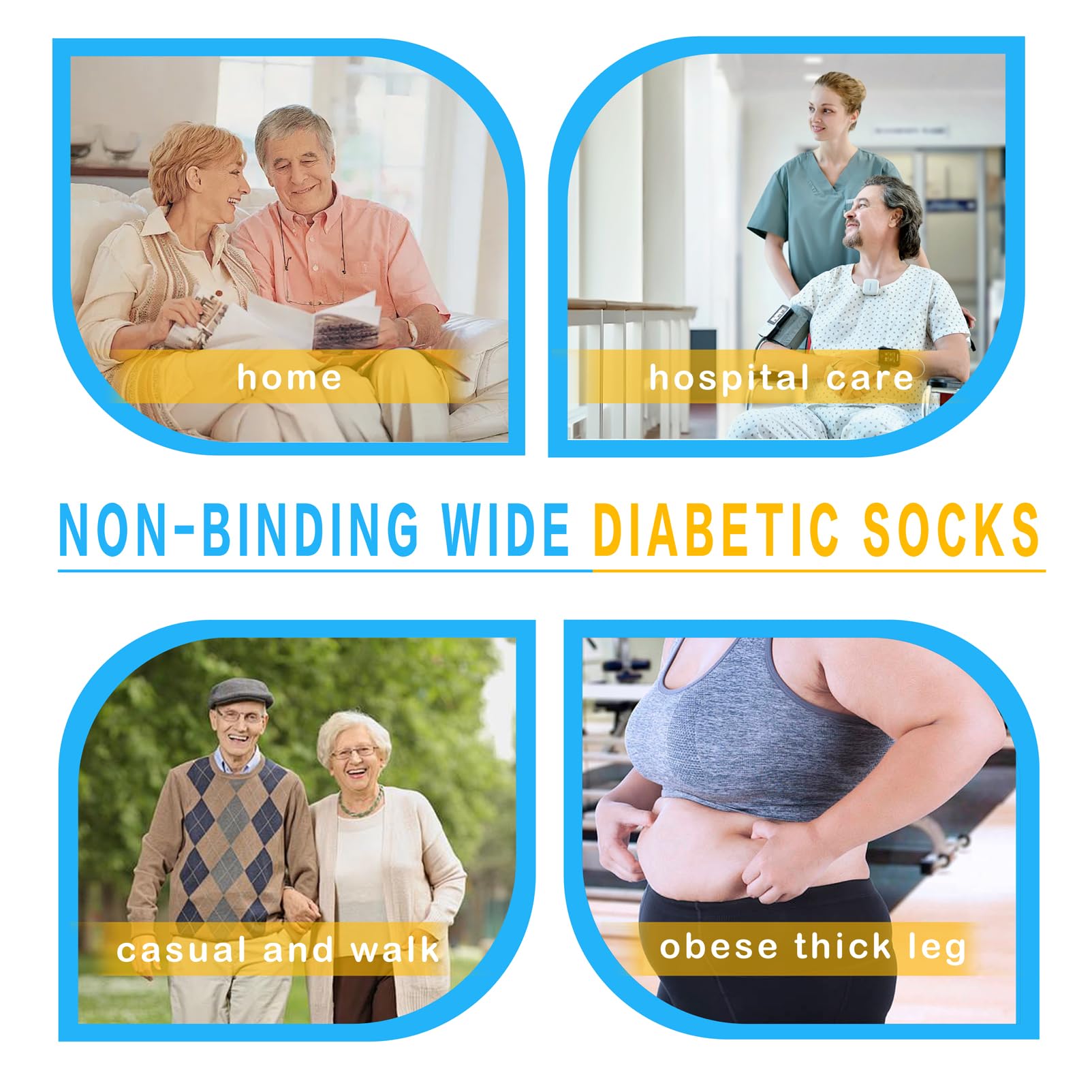 COIYUFUX easy-on-off diabetic socks for wide calves.