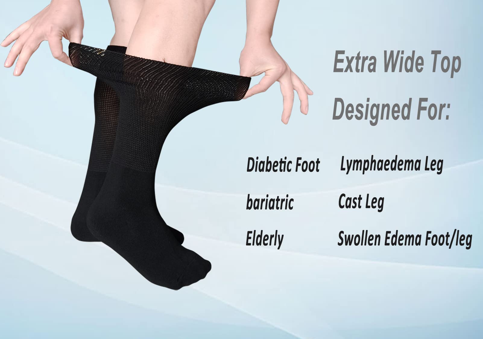 COIYUFUX diabetic non-binding socks, stretchy fabric, calf-friendly fit.