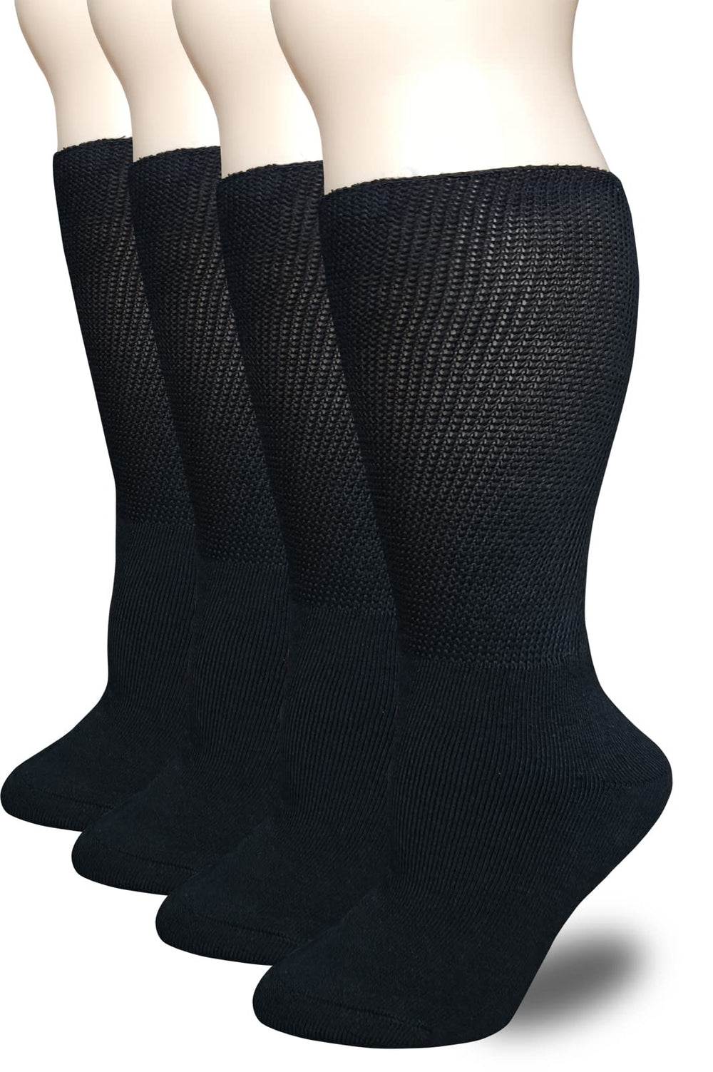 COIYUFUX extra-wide bariatric socks, black, front view, ideal for swollen feet.