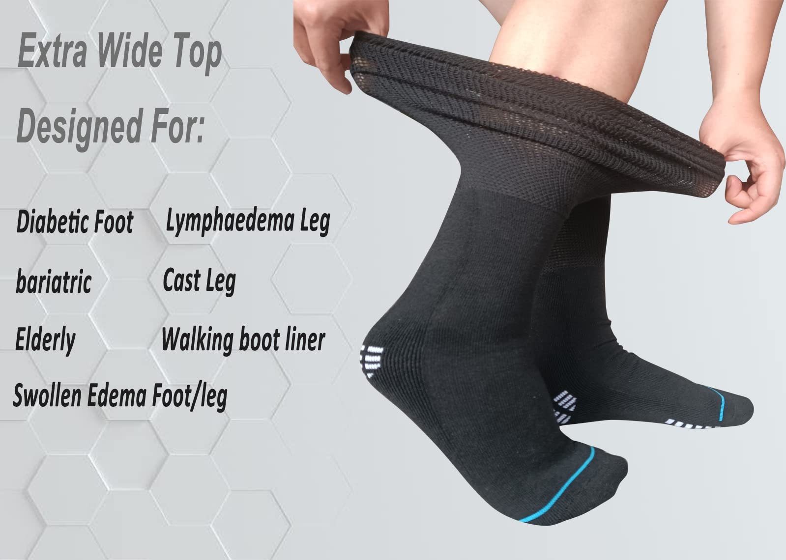 COIYUFUX unisex diabetic socks with loose-fit design for casts or edema