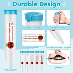 Colingmill compact 6.5 inch sharps container fits in glove box or purse.