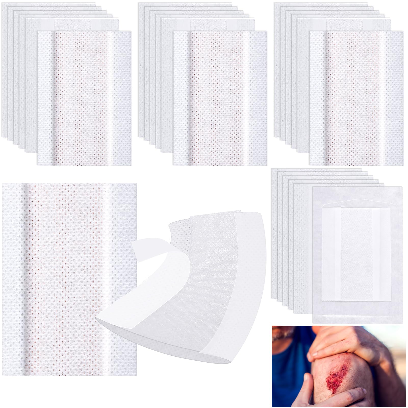 Colingmill non-stick pads with adhesive tabs for easy wound dressing
