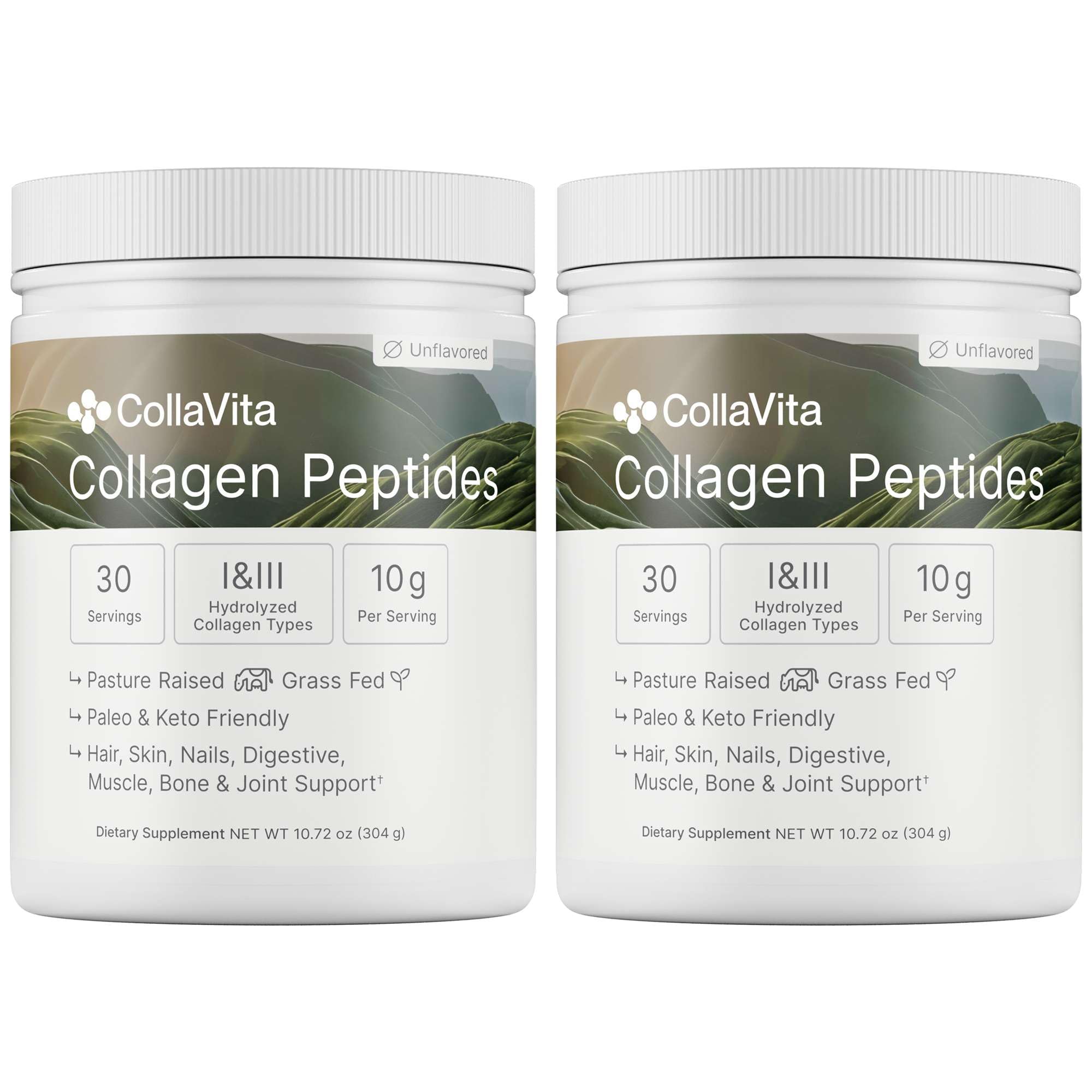 Colla Vita collagen peptides powder bottle on counter for daily joint and skin support