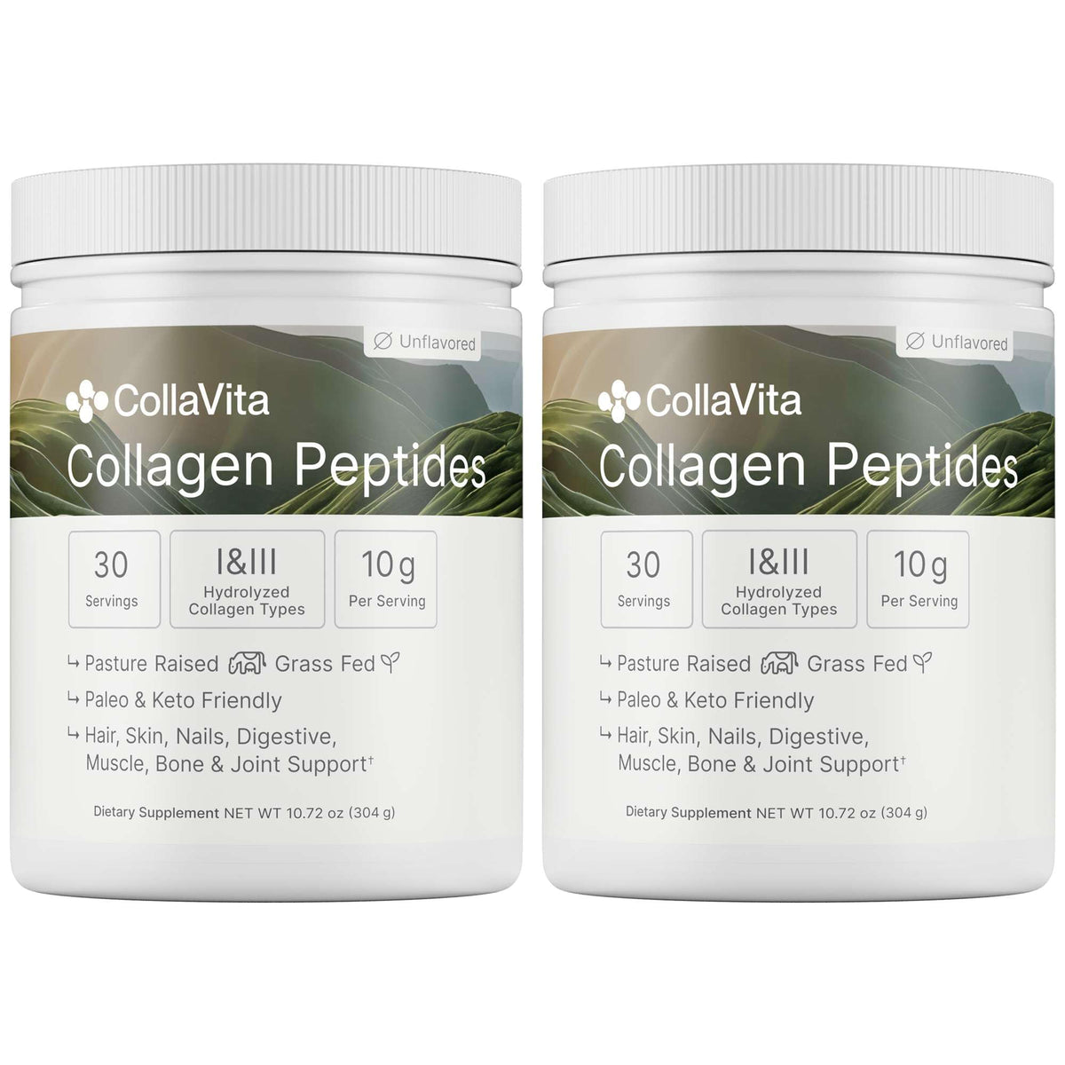 Colla Vita collagen peptides powder bottle on counter for daily joint and skin support
