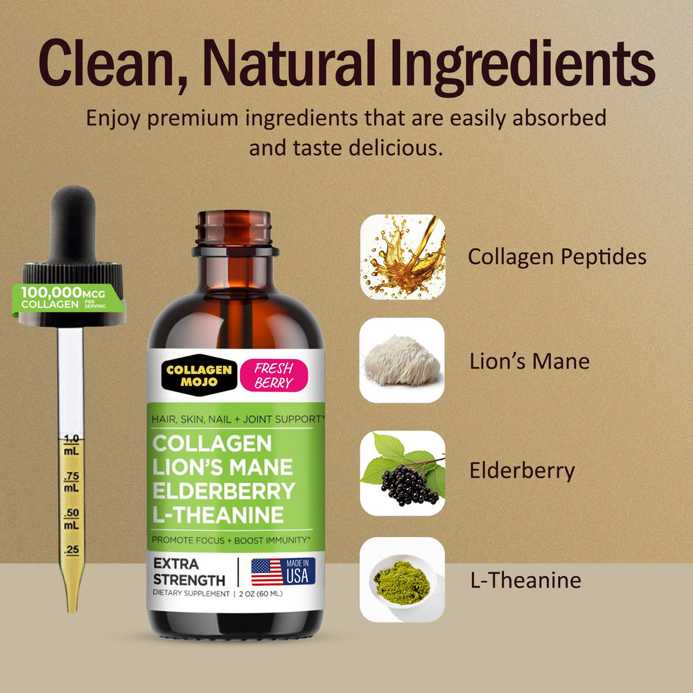 Collagen Mojo berry dropper for tasty flavor and quick sublingual use