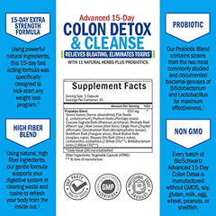 Colon Cleanser packaging front highlighting non-GMO formula and 45-count bottle