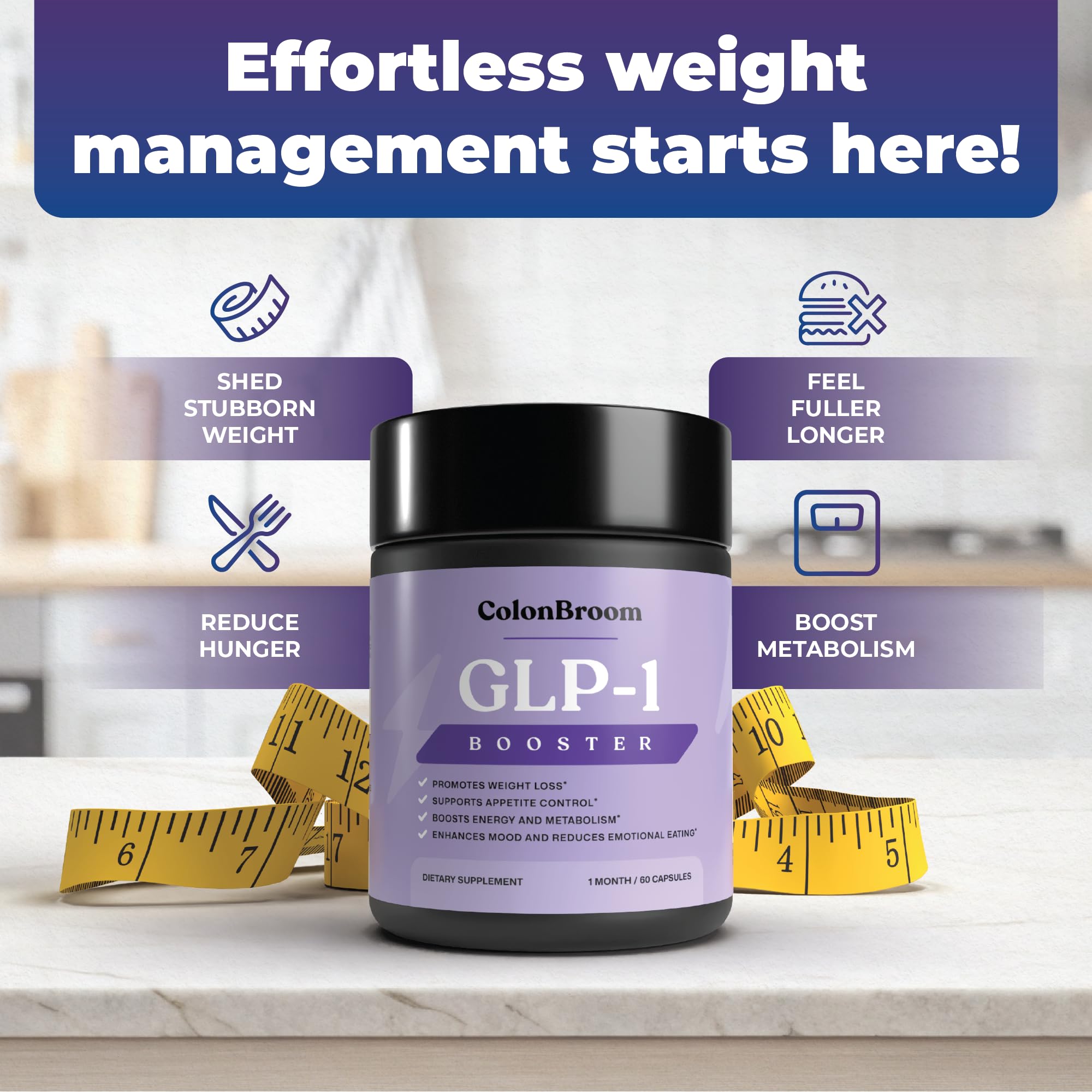 ColonBroom GLP-1 label highlights vegan and gluten-free formulation