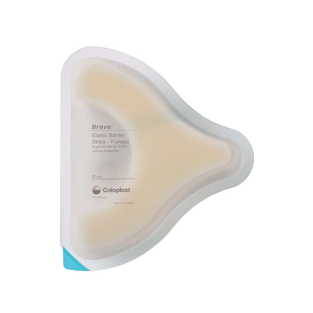 Coloplast Brava elastic barrier strip absorbs moisture for skin-friendly wear.