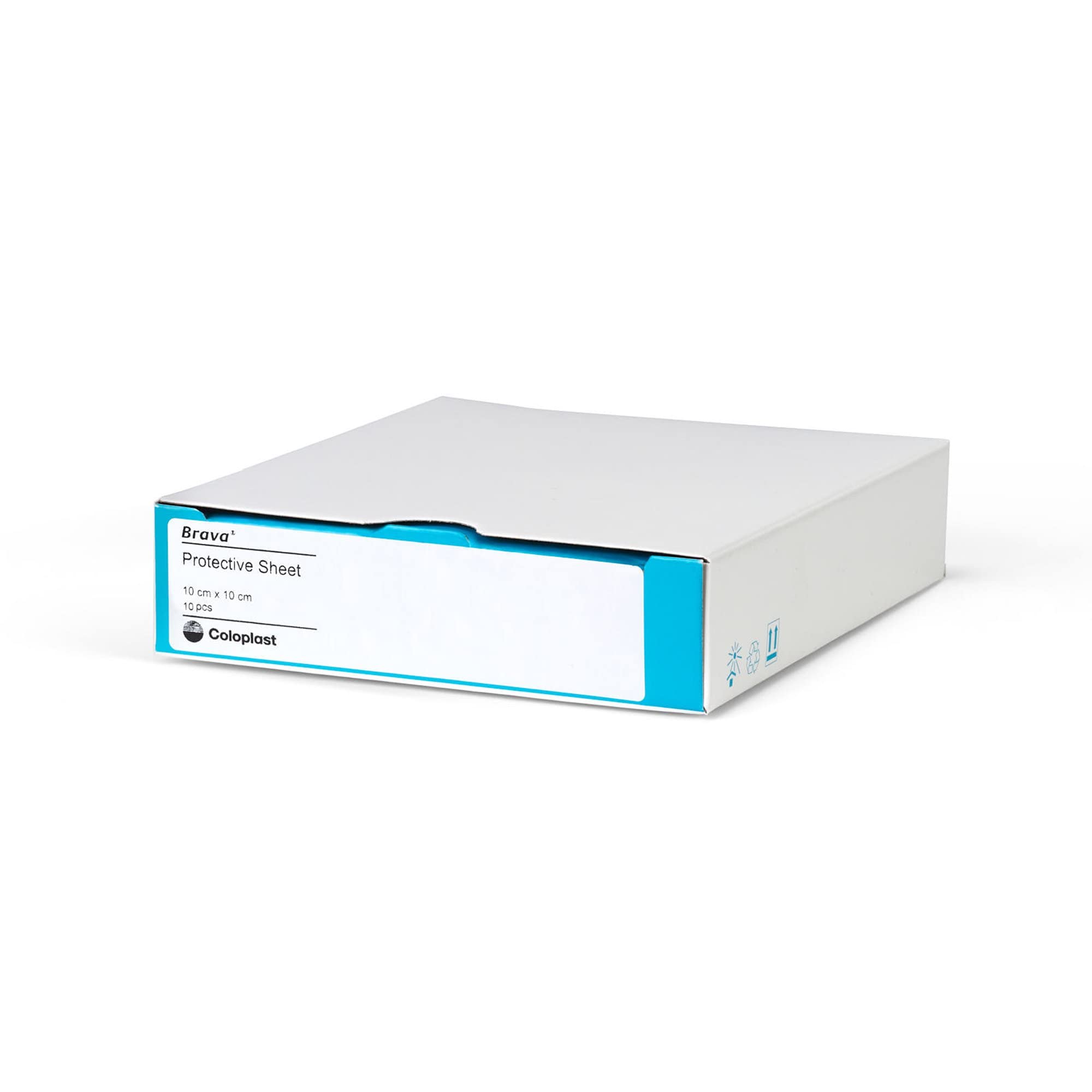 Coloplast Brava sheet adheres to moist skin for secure protection around stoma.