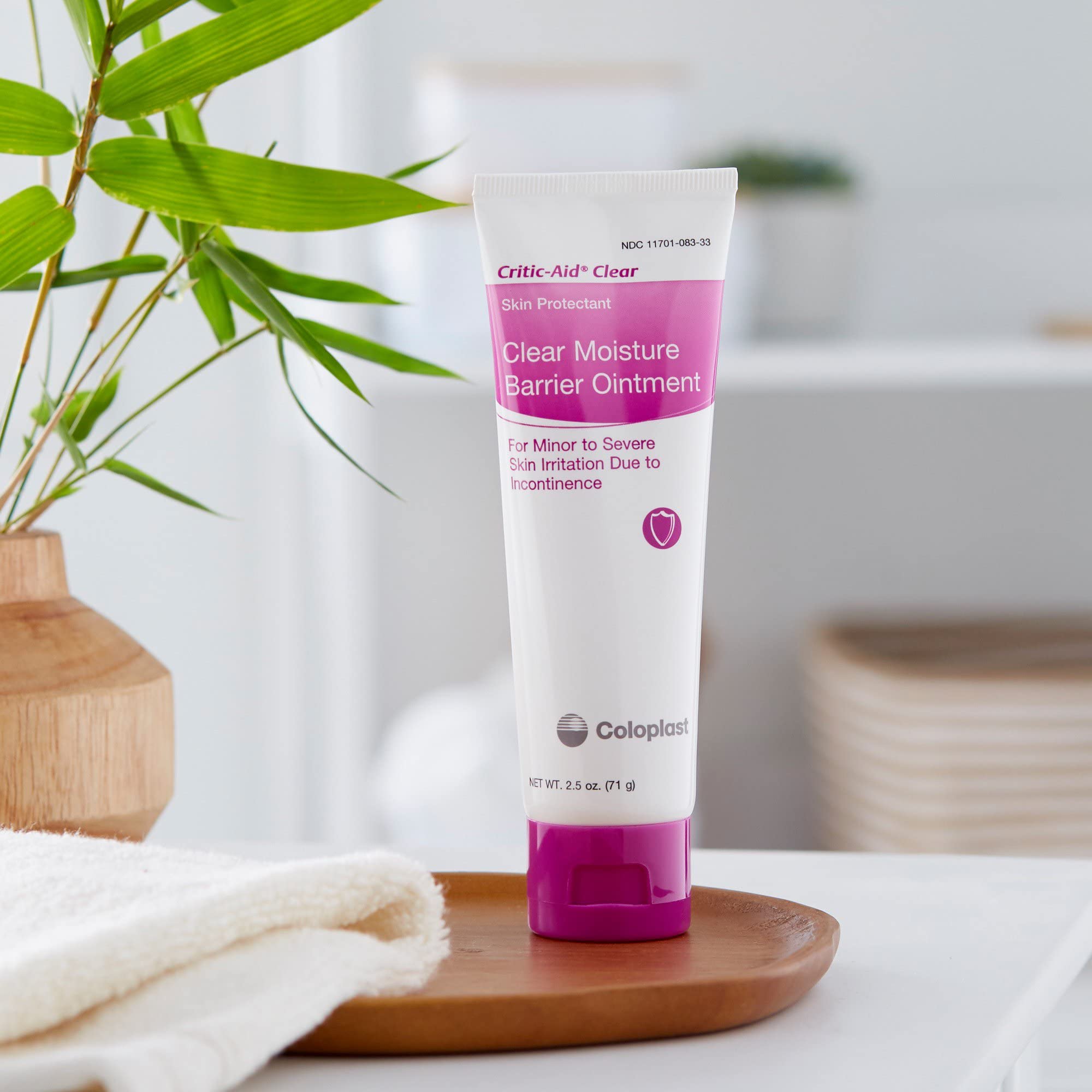 Coloplast Critic-Aid Clear Barrier Ointment on denuded skin provides moisture protection.