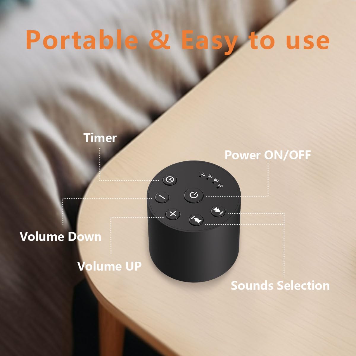 Color Noise Sleep travel-friendly design fits in luggage.