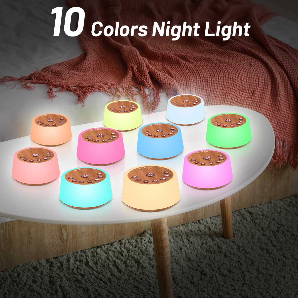 Color Noise sound machine provides 32 volume levels for personalized audio balance.
