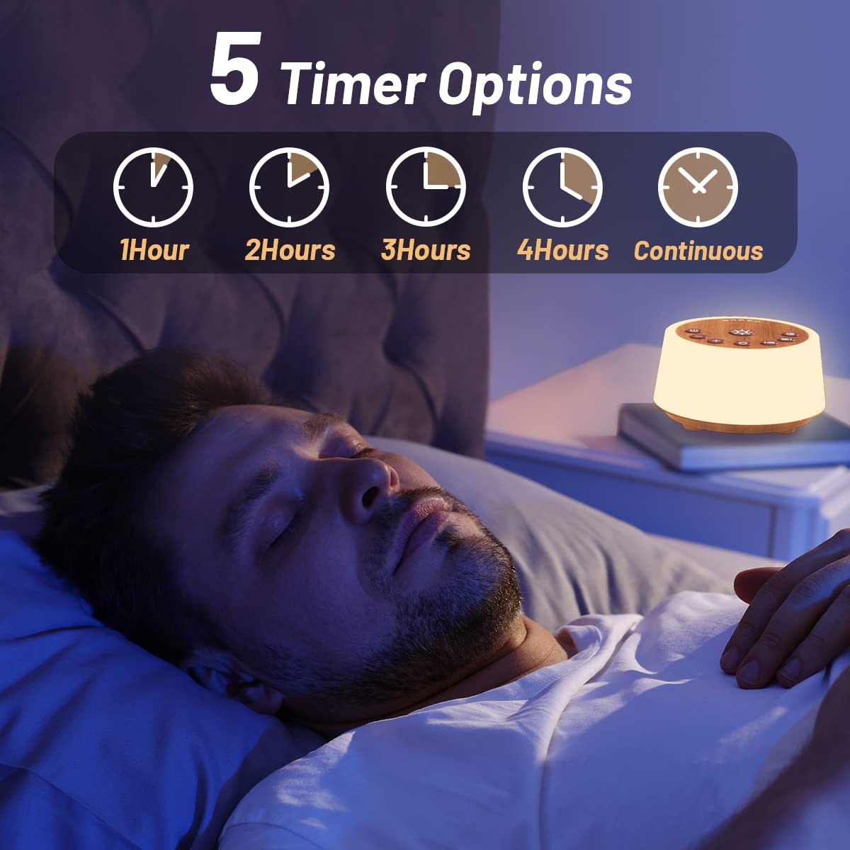 Color Noise sound machine includes 5 timers for automatic playback control.