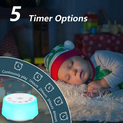 Color Noise timer feature for scheduled playback and energy saving