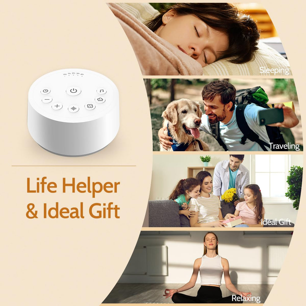 Color Noise sound machine in-use bedroom scene showing safe, comforting white noise for sleep