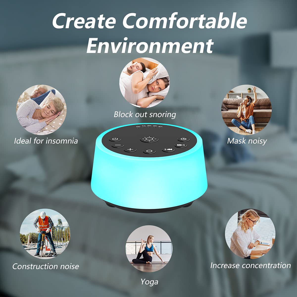 Color Noise compact and portable design for travel and home.