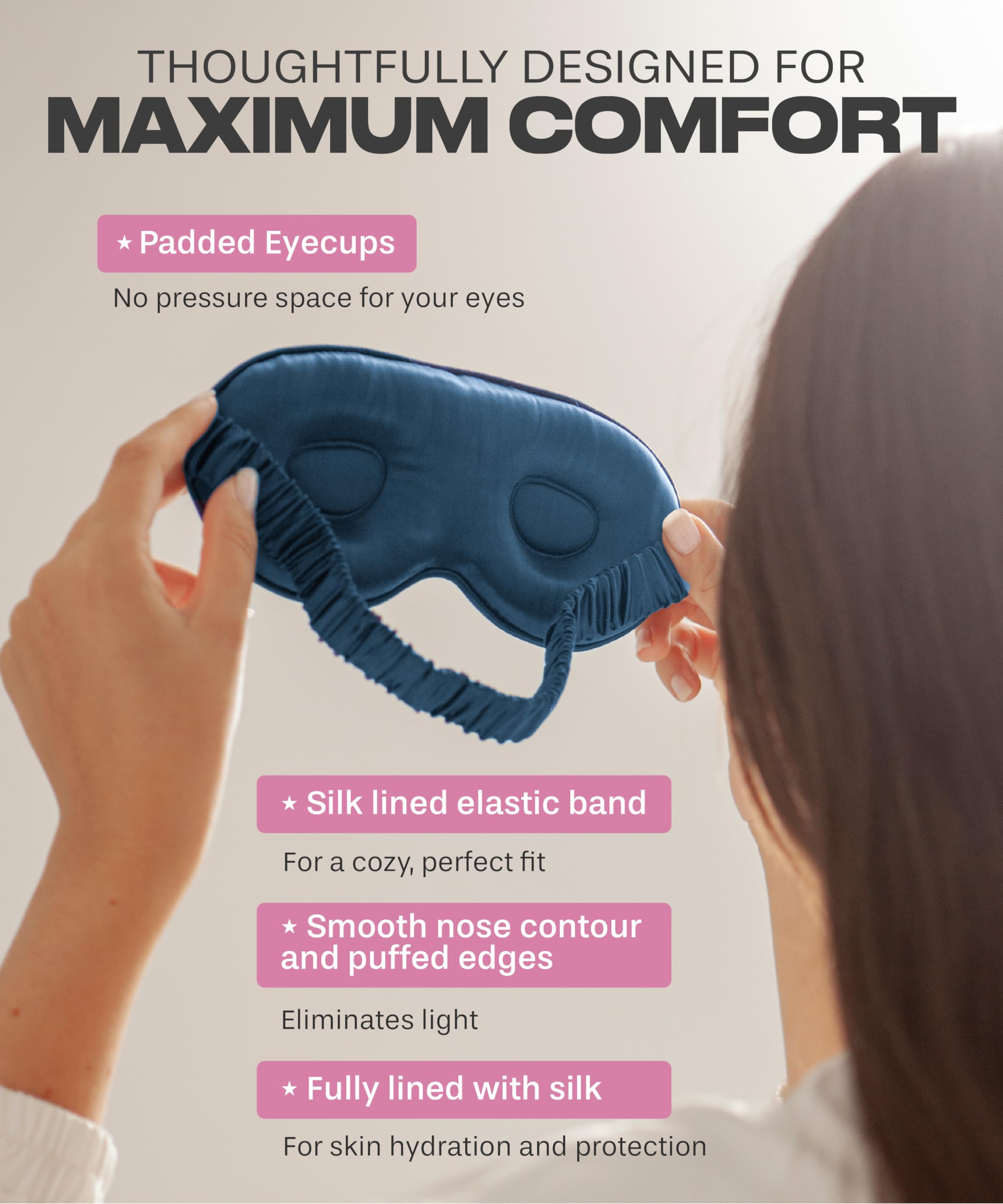 Colorado Home Co SUNDAYSILKS blackout mask surrounds eyes for complete light exclusion
