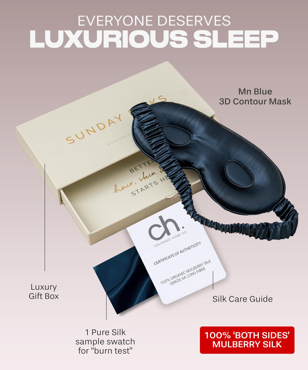 SUNDAYSILKS silk mask uses organic mulberry silk to soothe skin and hair