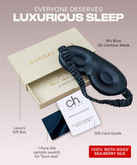 SUNDAYSILKS silk mask uses organic mulberry silk to soothe skin and hair