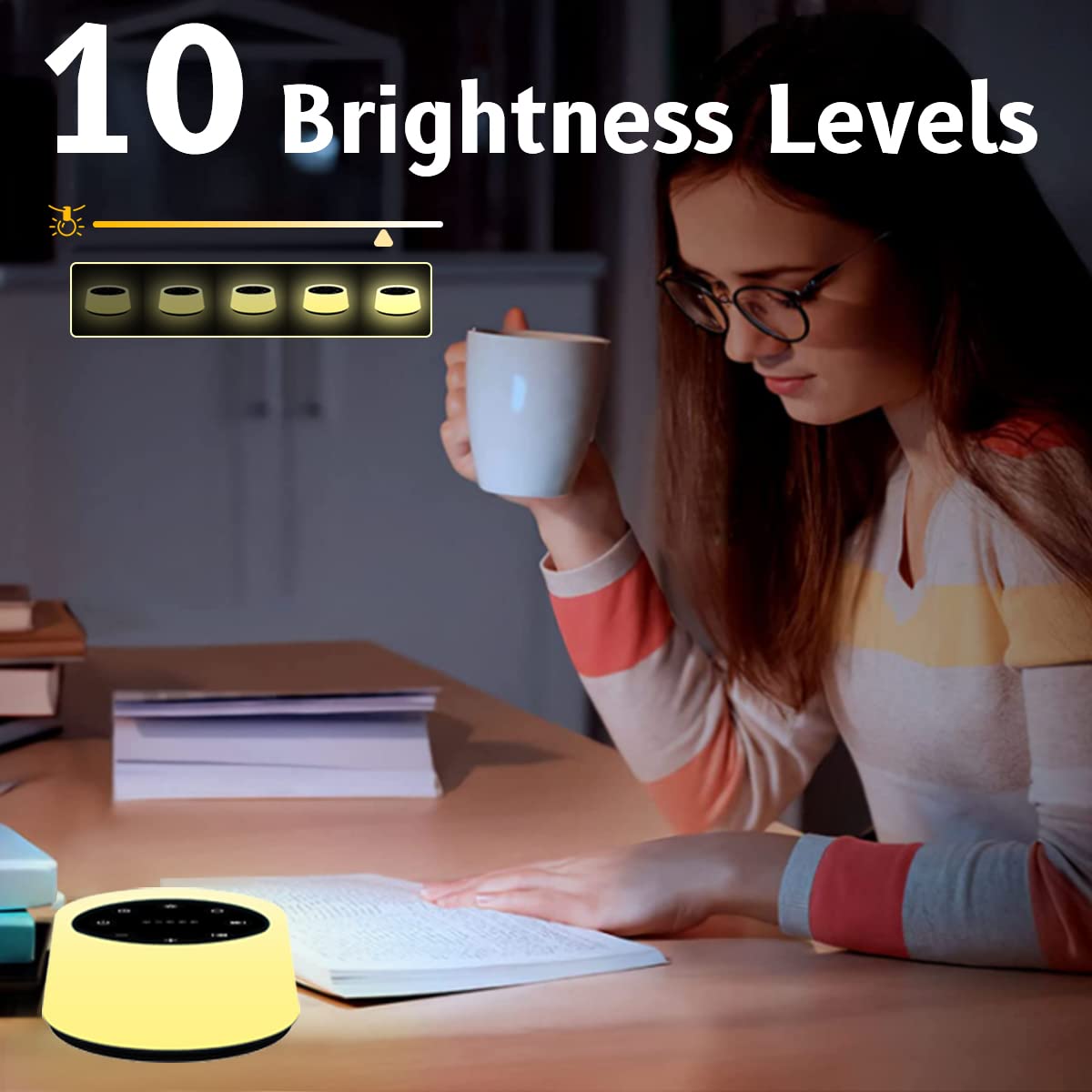 Memory function remembers last sound, light, timer, and volume settings.