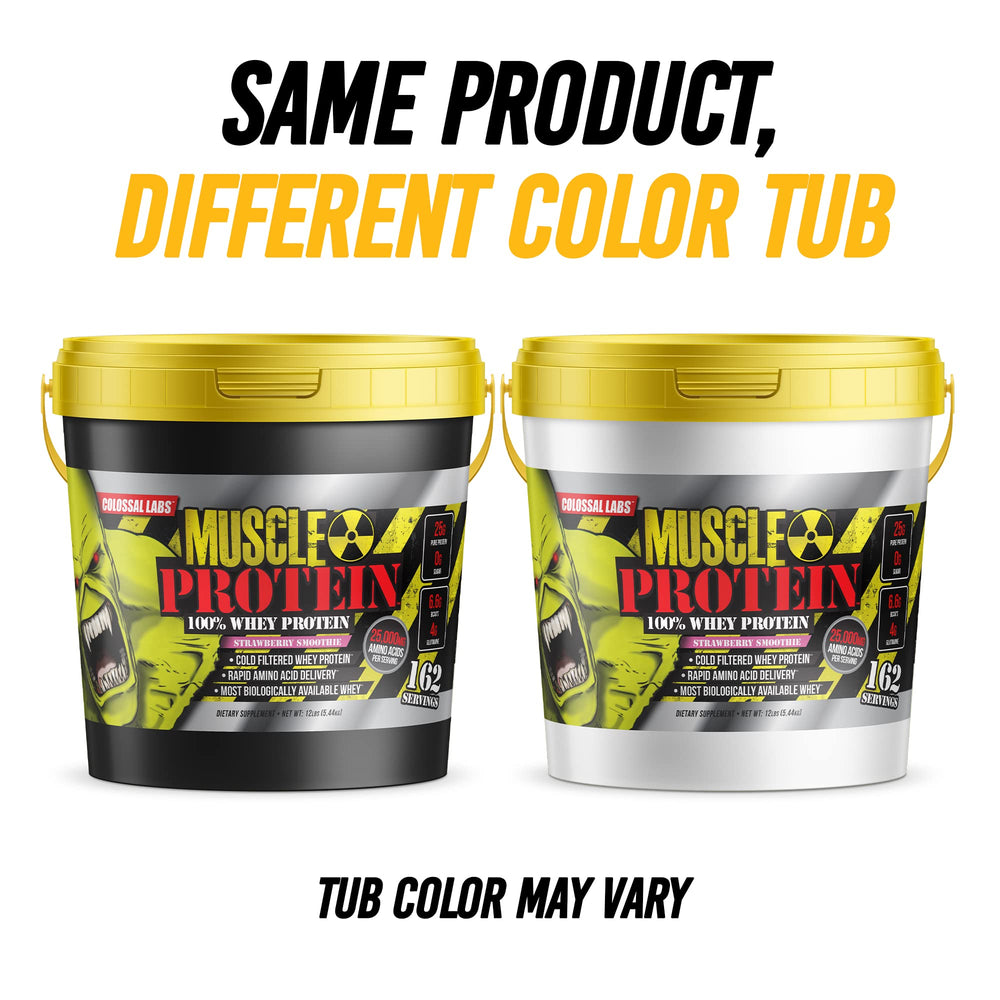 COLOSSAL LABS Muscle Whey Vanilla measuring scoop ensures accurate dosing