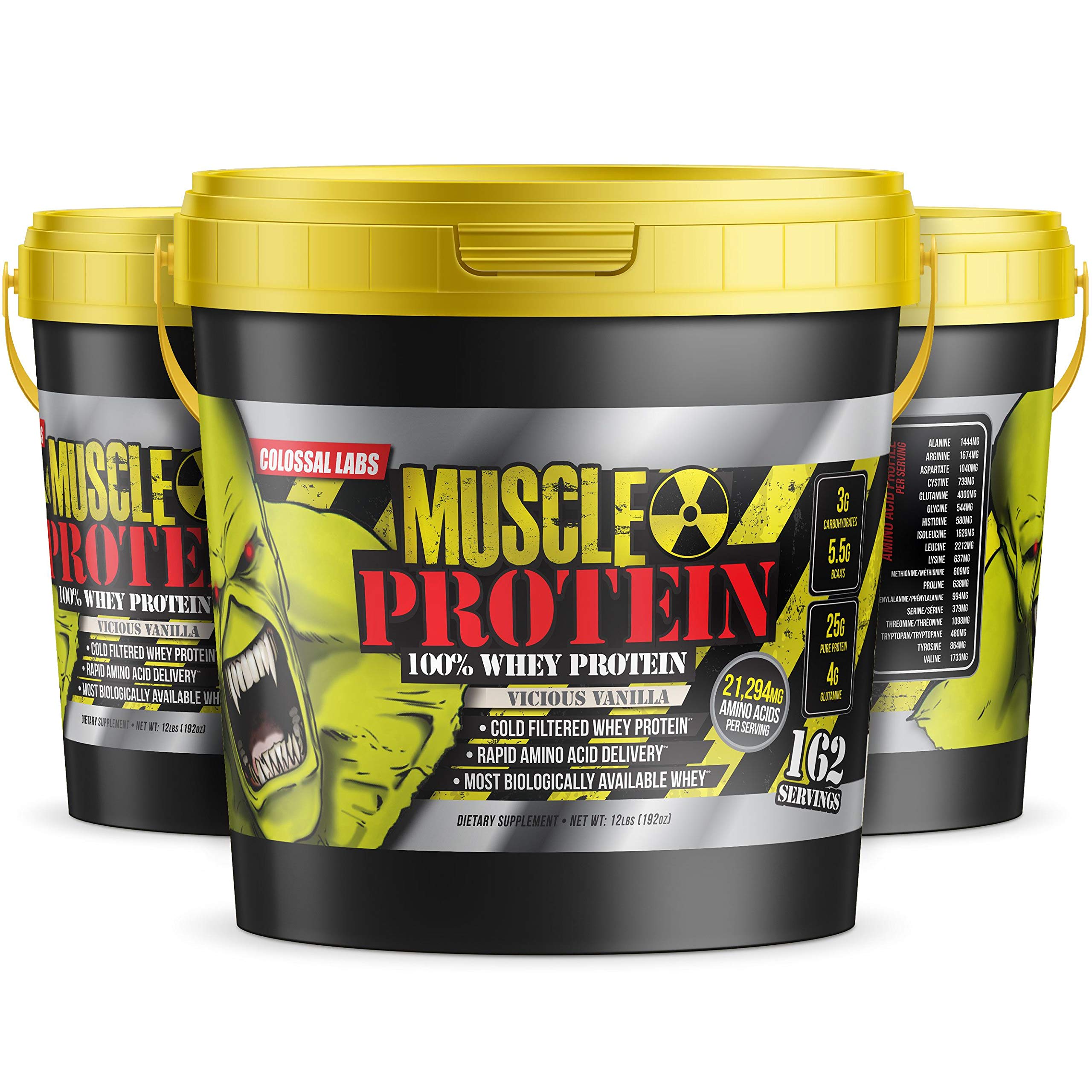 COLOSSAL LABS Muscle Whey Vanilla nutrition facts highlight protein content