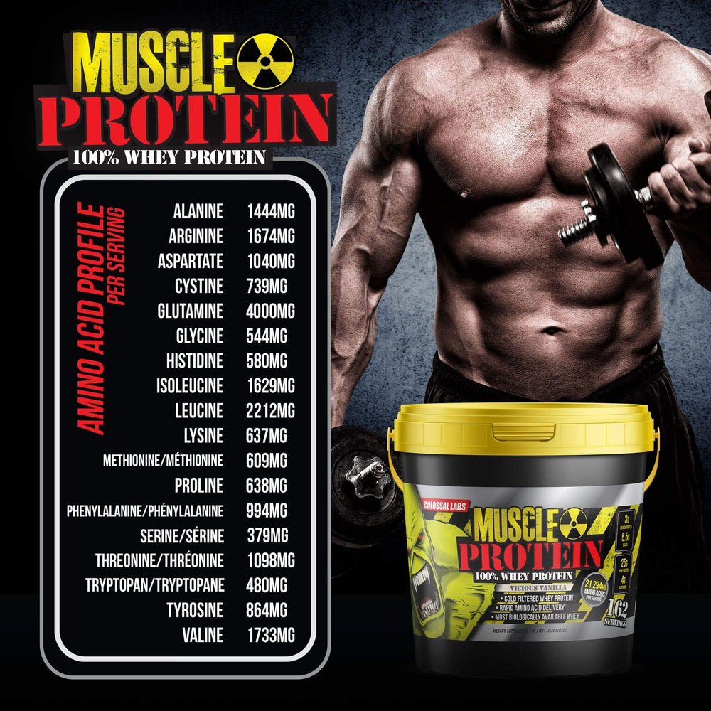 COLOSSAL LABS Muscle Whey Vanilla shake in glass shows smooth mixability