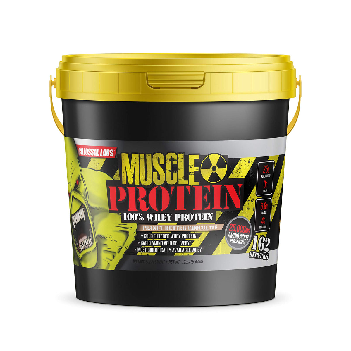 COLOSSAL LABS Whey Powder bottle with peanut butter chocolate flavor and high protein profile