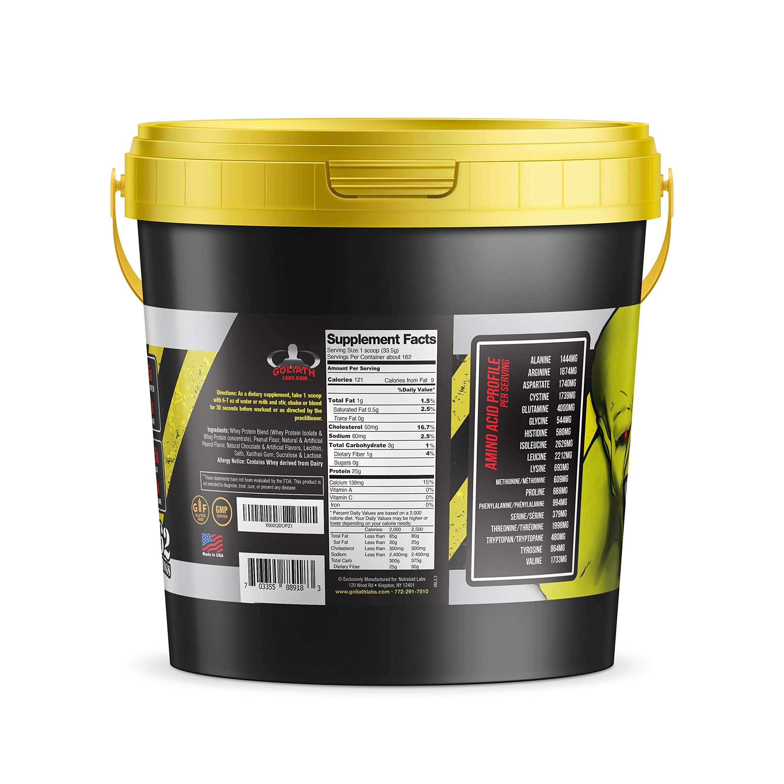 Scoop of COLOSSAL LABS Whey Powder ready to blend in a mixer