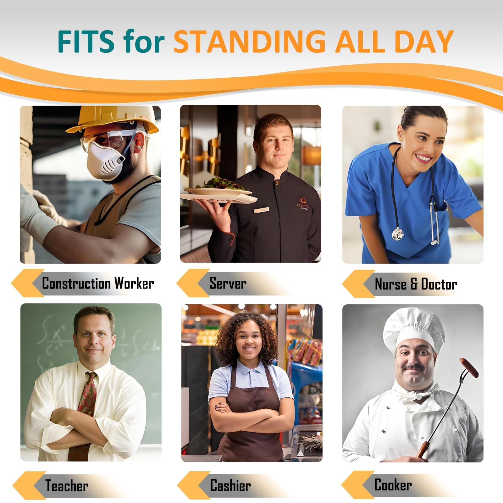 Breathable, skin-friendly fabric keeps feet cool during shifts.